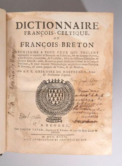 null ROSTRENEN (Grégoire de). Dictionnaire françois-celtique, ou françois-breton...