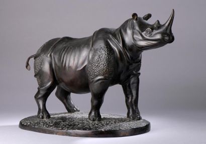 null Rhinocéros.

Bronze à patine brune.

Chine, fin du XIXe siècle ou du début du...