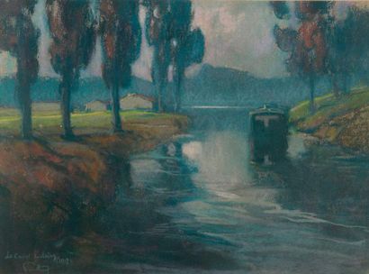 null Louis FORTUNEY (1875 - 1951).

"Le canal du Loing".

Pastel titré, signé et...