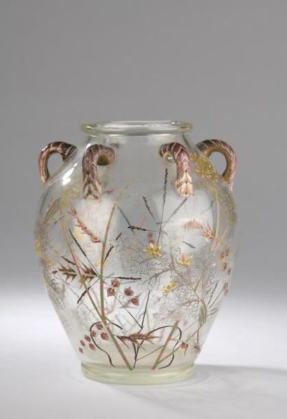 null Émile GALLÉ (Nancy, 1846 - Nancy, 1904).

Vase boule en cristal clair gravé...