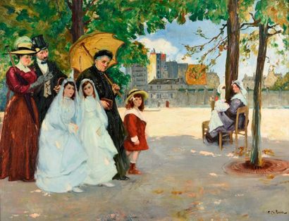 null Franc?ois Charles BAUDE (1880 - 1953).

"Communiantes Place de l'Observatoire".

Huile...