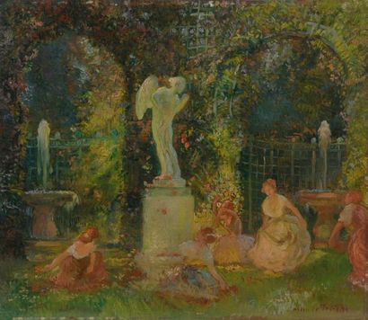 null Gaston de LA TOUCHE (Saint-Cloud, 1854 - Paris, 1913).

Femmes dans un parc...