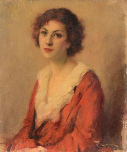 null Fernand TOUSSAINT (Bruxelles, 1873 - Ixelles, 1956).

Portrait de femme.

Huile...