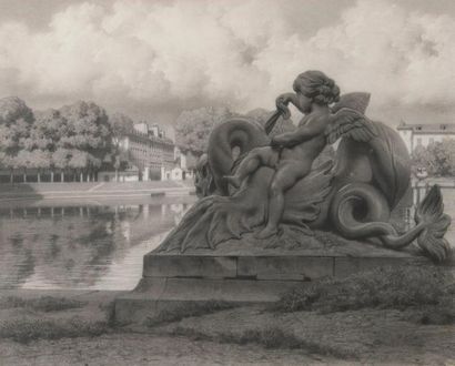 null B. BLANC (XIXe siècle).

Vue du Bassin du Neptune à Versailles.

Fusain signé...