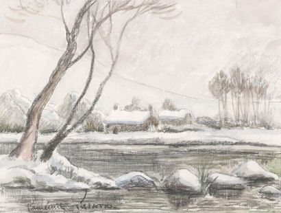 null Paul Émile PISSARRO (Eragny, 1884 - Clécy, 1972).

L'Orne en hiver.

Fusain...