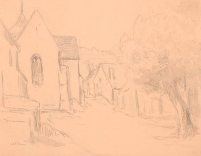 null Maximilien LUCE (Paris, 1858 - Rolleboise, 1941).

Le hameau.

Dessin au crayon...