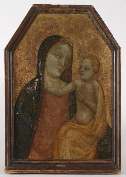 null Entourage de Barnardo DADDI (Florence, vers 1330 - 1340).

La Vierge à l'Enfant.

Panneau...