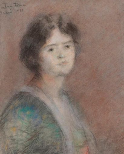 null Jeanne FORAIN (XIXe - XXe siècles).

Portrait de jeune femme.

Pastel signé...