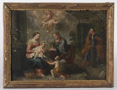 null École flamande du XVIIe siècle, entourage de Pieter van Avont. 

Sainte Famille...