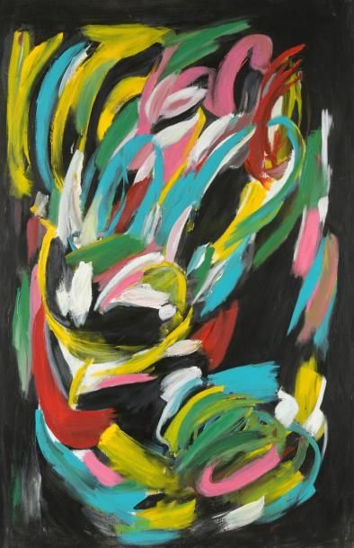 null Hilde de PECKER (née en 1961).

Abstraction sur fond noir.

Acrylique sur toile...