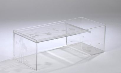 null Table basse rectangulaire avec un compartiment à bouteilles, en plexiglas à...