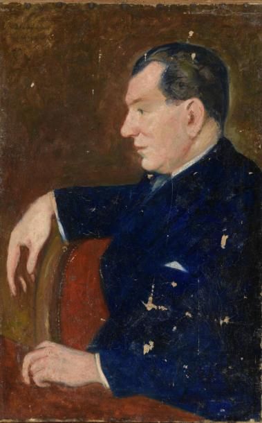 null Attribué à Nicolas SINEZOUBOFF (1891 - 1956).

Portrait d'homme de profil. 

Huile...