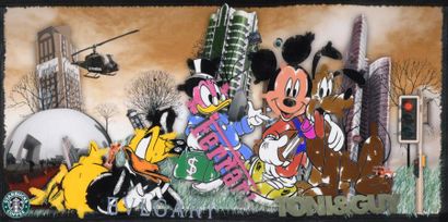 null El PRADINO ( né en 1985).

"The Disney's Monument".

Photomontage sur aluminium...