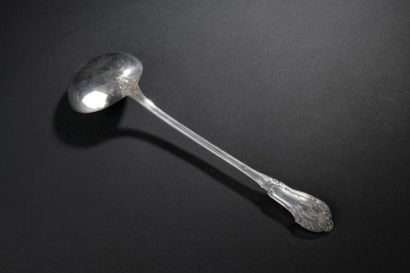 null Partie de ménagère en argent, la spatule violonée à fond d'amati et bordée de...