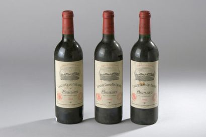 null 3 bouteilles Château GRAND-PUY-LACOSTE, 5° cru Pauillac 1992 (es, elt, 1 ett)...