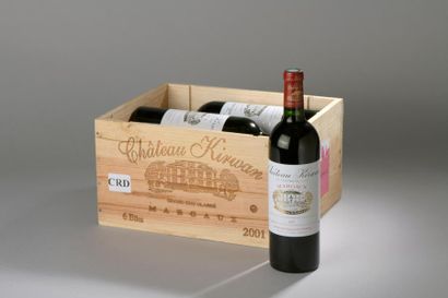 null 6 bouteilles Château KIRWAN, 3° cru Margaux 2001 caisse bois 