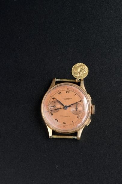 null Boîtier de chronographe bracelet d'homme en or jaune 18K (chocs), le cadran...