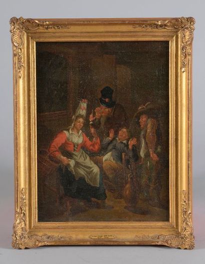 null École flamande vers 1700.

Scènes de taverne.

Paire de toiles d'origine (restaurations...
