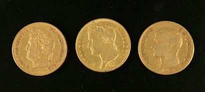 null Trois pièces en or de 40 francs français 1806, 1811, 1833.

Lot vendu sur désignation...