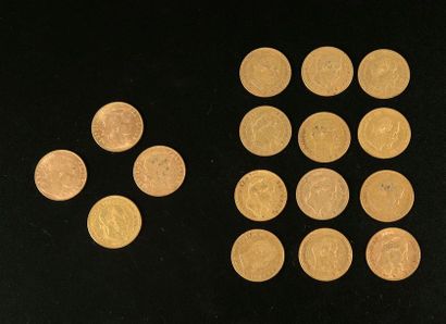 null Seize pièces en or de 10 francs français 1856 à 1911.

Lot vendu sur désignation...