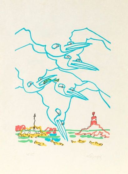 null Charles LAPICQUE (1898 - 1988).

Les goélands, 1959.

Lithographie sur papier...