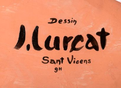 null Jean LURÇAT (1892 - 1966) pour l'atelier SANT VICENS.

Grand plat ovoïde en...