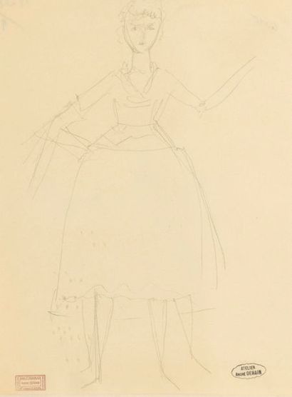 null André DERAIN (1880 - 1954).

Étude de costume de femme.

Dessin à la mine de...