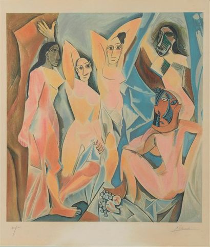 null Pablo PICASSO (1881 - 1973) d'après.

Les Demoiselles d'Avignon.

Lithographie...