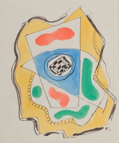 null Fernand LÉGER (1881 - 1955).

Composition murale.

Aquarelle et encre monogrammée...