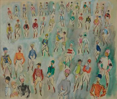 null Constantin TERECHKOVITCH (1902 - 1978).

Jockeys.

Aquarelle gouachée signée...