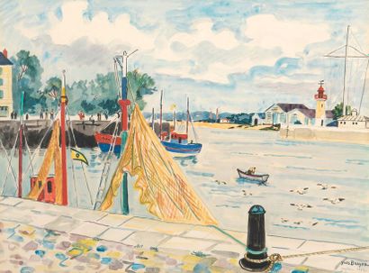 null Yves BRAYER (1907- 1990).

Le port de Honfleur. 

Aquarelle signée et datée...