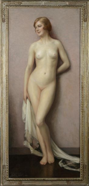 null Gaston Edouard GUEDY (1874 - 1955). 

Femme nue à la sortie du bain. 

Huile...