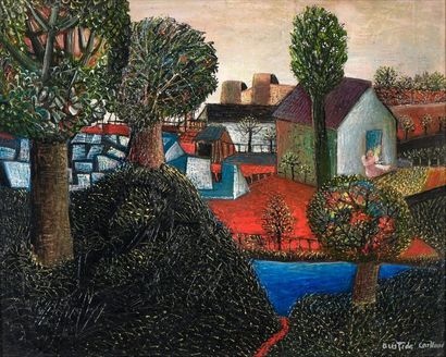 null Aristide CAILLAUD (1902 - 1990).

Paysage à la maisonnette et aux grands arbres...
