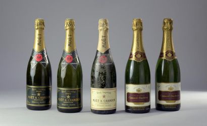 null 5 bouteilles CHAMPAGNE [2 Moët 1982 LB, 2 Canard-Duchêne 1982, 1 Moët Brut)...