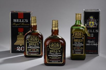 null 3 bouteilles SCOTCH WHISKY Bell's (MB, 1 de 12 ans, 2 de 20 ans) 