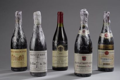 null Ensemble de 5 bouteilles : 1 bouteille CHÂTEAUNEUF-DU-PAPE Mont-Redon 1990 -...
