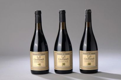 null 3 bouteilles HERMITAGE "Les Greffières", L. de Vallouit 1989 (sticker millésime...