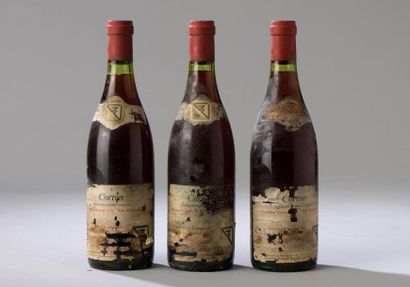 null 3 bouteilles CORTON "Renardes", Guy Jeunemaître 1972 (ea, viticulteur Marius...