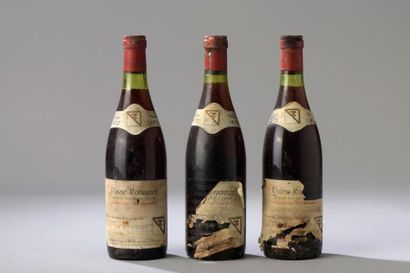 null 3 bouteilles VOSNE-ROMANEE "Les Chaumes", Guy Jeunemaître 1972 (Domaine Méo,...