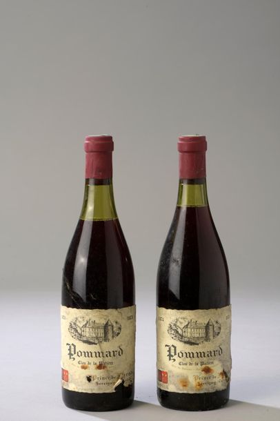 null 2 bouteilles POMMARD "Clos de la Platière", Prince de Mérode 1973 (eta, 1 LB)...