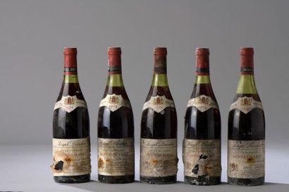 null 5 bouteilles BONNES-MARES, J. Drouhin 1974 (tachées, 3 TLB, 1 LB) 