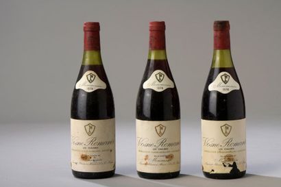 null 3 bouteilles VOSNE-ROMANEE "Les Chaumes", Mommessin 1974 (es, elt, 2 TLB) 
