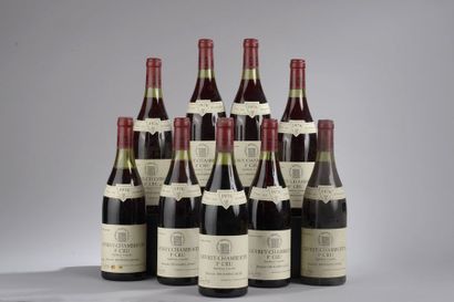 null 9 bouteilles GEVREY-CHAMBERTIN "1er cru", Drouhin-Laroze 1976 (1 ets, 8 elt...
