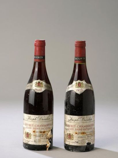 null 2 bouteilles GEVREY-CHAMBERTIN "Clos St-Jacques", J. Drouhin 1978 (tachées)...