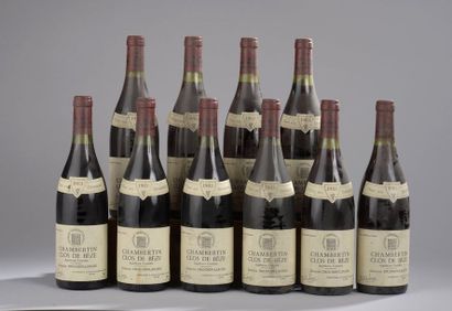 null 10 bouteilles CHAMBERTIN "Clos de Bèze", Drouhin-Laroze 1983 (ets, 3 J) 