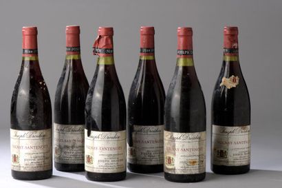 null 6 bouteilles VOLNAY "Santenots", J. Drouhin 1983 (SM, 1 capsule découpée pour...