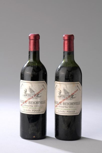 null 2 bouteilles CH. BEYCHEVELLE, 4° cru Saint-Julien 1955 (es, MB/B) 