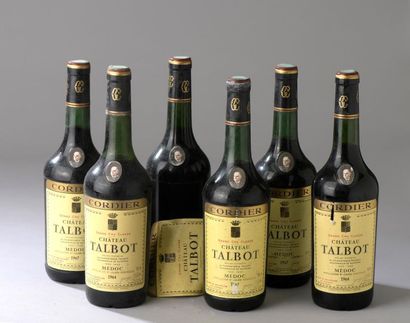 null 6 bouteilles CH. TALBOT, 4° cru Saint-Julien (TLB, 3 de 1967, 1 de 1962, 2 de...