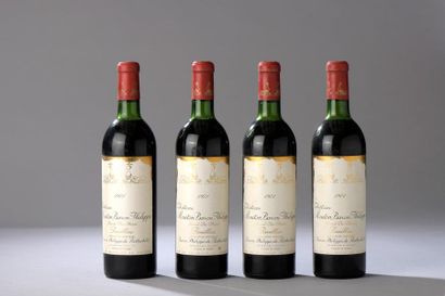 null 4 bouteilles CH. MOUTON-BARON-PHILIPPE, 5° cru Pauillac 1971 (TLB) 