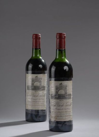 null 2 bouteilles CH. LEOVILLE-LAS-CASES, 2° cru Saint-Julien 1975 (es, 1 LB, 1 MB/B)...